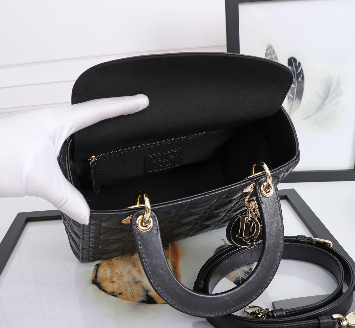 Medium Lady Dior Bag Black Cannage Lambskin